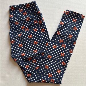 LuLaRoe Blue and Red Leggings Vibrant Polka Dot Pattern